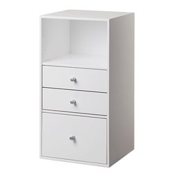 Smal KVADRAT reol med 3 rum - hvidmalet birk